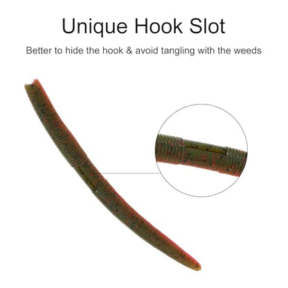 30pcs Soft Plastic Bait Bass Fishing Lure, Senko Worms Wacky Worm Rig Worms Fishing Lure Kit for Bass Trout Salmon Walleye Fishing Worms Lures