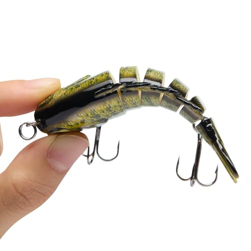 BASSDASH SwimPanfish Multi Jointed Panfish Bluegill Swimbaits Hard Topwater Bass Lures Fishing Lure Crank Saltwater 3.5in/0.85oz - color: Green Pumpkinseed