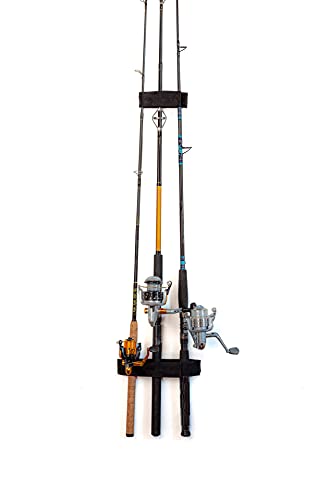 Attwood 12760-7 Boat Deck Rod Holder Set — for Up to 5 Rods, 10-Inch Handle Strap, 6-Inch Rod Tip Strap, Stainless Hardware, Black - size: 1 x 10" strap, 1 x 6" Strap