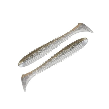 Moose Baits 3.8” Paddle Swimmer Soft Plastic Baits – Bass Fishing Lures - Soft Lure Bass, Durable Plastic Bait Swimmer for Freshwater Bass (6 Pack) - color: Shad