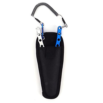 Fishing Pliers, Stainless Steel Jaw with Aluminum Handle for Hook Removal and Line Cutting with Wire Lanyard and Storage Bag Blue Silver - color: Blue Silver