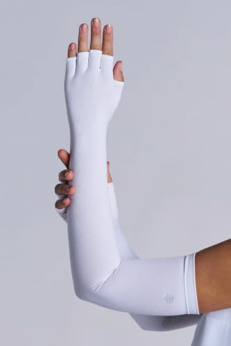 Coolibar Long Fingerless UV Sun Gloves - UPF 50+ Sun Protection - Perpetua - color: White, size: Medium