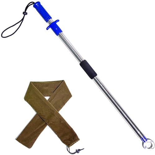 Heavy-Duty Fish Gripper – Extra-Long Stainless Steel Grabber with Non-Slip Handle, Wrist Lanyard & Storage Bag for Secure Fish Handling in Freshwater & Saltwater - color: 80cm/31.5in(2.6ft) Blue