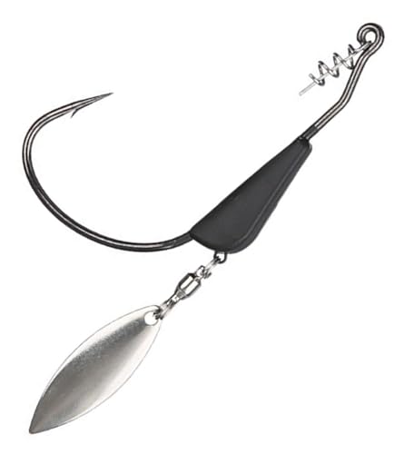 Reaction Tackle Tungsten Bladed Underspin Swimbait Hooks, Weighted Weedless Jig Heads for Bass, Pike, and Musky, Freshwater and Saltwater Fishing (3-Pack) - size: 3/8 Oz - 5/0 Hook