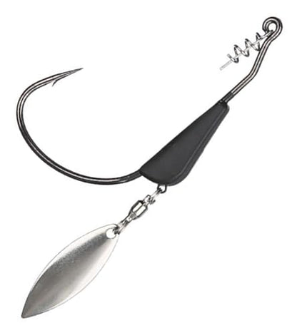 Reaction Tackle Tungsten Bladed Underspin Swimbait Hooks, Weighted Weedless Jig Heads for Bass, Pike, and Musky, Freshwater and Saltwater Fishing (3-Pack) - size: 3/8 Oz - 5/0 Hook