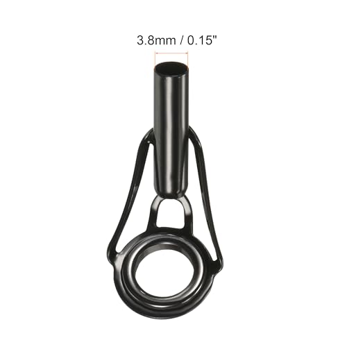 PATIKIL Tube Dia Fishing Rod Tips Repair Kit, Stainless Steel Black Guide Ring for Fishing - size: 3.8mm