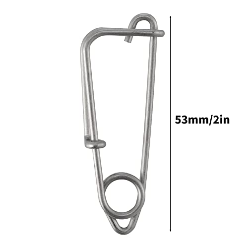 Dr.Fish 10 Pack Trotline Clips Stainless Steel Snap Lure Clips Fishing Snaps Longline Clips Catfish Tuna Clips Quick Change Fishing Clips - color: Grey（2"）