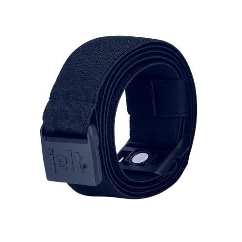 JeltX Adjustable Elastic Belts for Men and Women, Non-Slip Stretch Belt with Magnetic Belt Buckle and Grippy Gel - color: Navy Blue