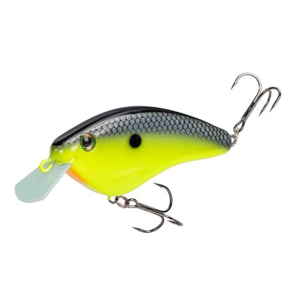 Strike King Hardliner Fishing Lure, Flat Sided Crankbait, Circuit Board Lip, Extra Tight Wobble, Size 4 Treble Hooks - color: Chartreuse Baitfish