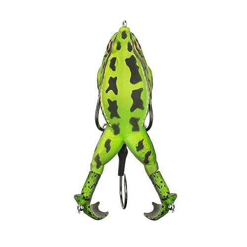 LUNKERHUNT - Frog Bait for Bass Fishing | Soft Hollow Body Weedless Frog for Bass Fishing and Trout | Weedless Realistic Bait Frog Lure, Freshwater with Sharp Hooks Lures and Double Propellers Feet - style: Green Tea