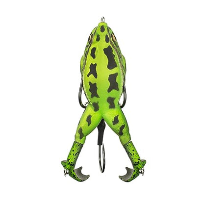 LUNKERHUNT - Frog Bait for Bass Fishing | Soft Hollow Body Weedless Frog for Bass Fishing and Trout | Weedless Realistic Bait Frog Lure, Freshwater with Sharp Hooks Lures and Double Propellers Feet - style: Green Tea
