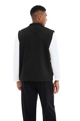 Utility Vest for Men Fishing Golf Travel Hiking Photo Outwear Lightweight Sleeveless Jacket with Pockets - color: Black1, size: XX-Large