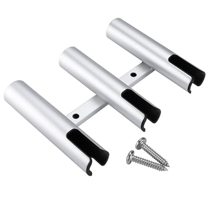 NovelBee 2pcs 3 Tube Fishing Rod Holders for Boat,Aluminium Rod Holders with Screws - color: Silver & Black