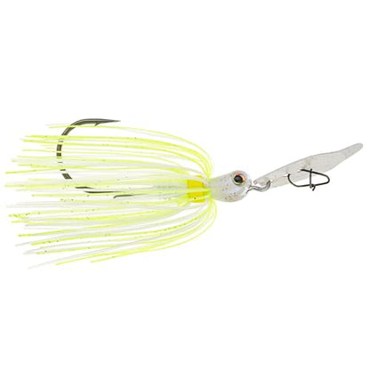Strike King Thunder Cricket Fishing Lure, Vibrating Swim Jig, Silver Blade, 4/0 Jungle-Style Flipping Hook - color: Chartreuse Blue Glimmer, size: 3/8 oz