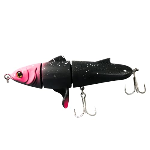 Fishing Lures for Trout Bass Multi Jointed Swimbaits 3D Bionic Fish Eye Swimming Lures Lifelike Hard Bait for Freshwater Saltwater - color: Black-Pink