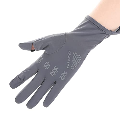 Mens Women Driving Gloves Summer UV Sun Protection Gloves Non-Slip Touchscreen Ice-Silk Sunblock Gloves for Cycling Riding - color: Extended Dark Grey