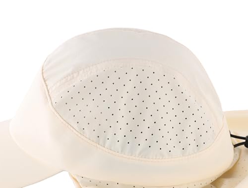 Connectyle Men's Sun Hat with Neck Flap Adjustable Breathable UPF 50+ Sun Protection Baseball Cap for Fishing Hiking Golfing - color: Beige