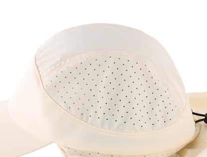 Connectyle Men's Sun Hat with Neck Flap Adjustable Breathable UPF 50+ Sun Protection Baseball Cap for Fishing Hiking Golfing - color: Beige
