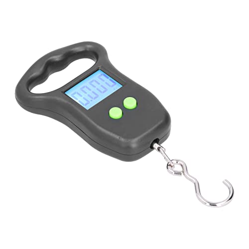 Digital Hanging Scale, Portable Accurate Electronic Weighing with Backlit LCD Display for Travel Fishing ABS Black 50kg 2 AAA Battery Powered