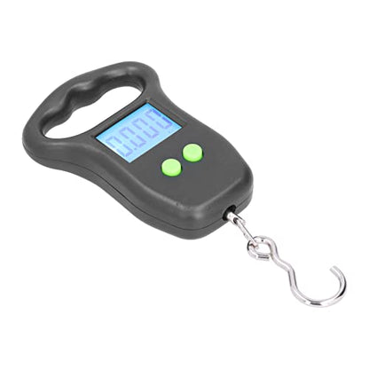 Digital Hanging Scale, Portable Accurate Electronic Weighing with Backlit LCD Display for Travel Fishing ABS Black 50kg 2 AAA Battery Powered