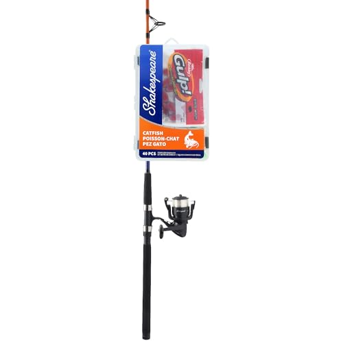 Shakespeare Catch More Fish Spinning Reel and Fishing Rod Combo with Kit - color: Catfish, style: 2024 Model
