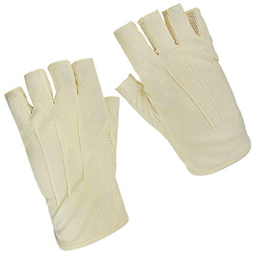JIAHG Women Men's Driving Gloves Summer UV Sun Glove Non Slip Touchscreen Cotton Gloves Outdoor Sunblock Mittens for Cycling - color: Cotton-beige Half figner
