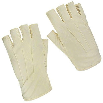 JIAHG Women Men's Driving Gloves Summer UV Sun Glove Non Slip Touchscreen Cotton Gloves Outdoor Sunblock Mittens for Cycling - color: Cotton-beige Half figner