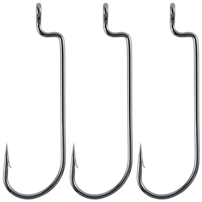 Dr.Fish 100 Pack Round Bend Worm Hooks, Freshwater Bass Fishing EWG Hooks, Carolina Rig/Texas Rig - size: #4/0-100Pack