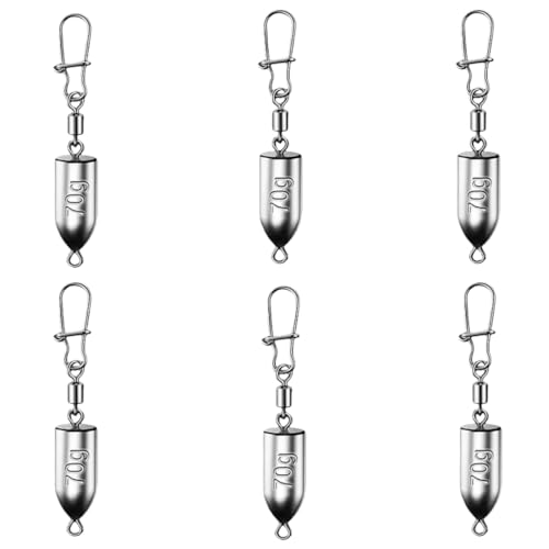 6PCS Bullet Drop Weights Sinkers Fishing Weights Lead Weights Sinkers Drop Shot Weights Catfishing Sinkers for Saltwater Freshwater Fishing - 2.82oz(80g) - size: 2.47oz(70g)