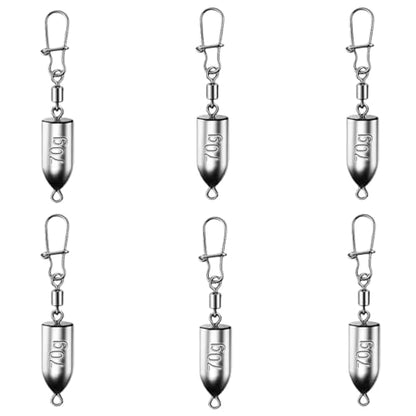 6PCS Bullet Drop Weights Sinkers Fishing Weights Lead Weights Sinkers Drop Shot Weights Catfishing Sinkers for Saltwater Freshwater Fishing - 2.82oz(80g) - size: 2.47oz(70g)