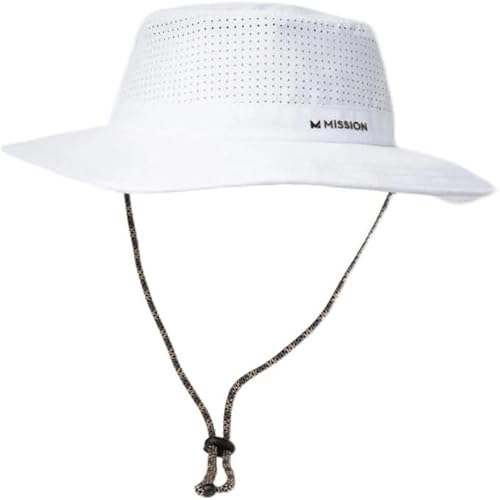 MISSION Cooling UPF Boonie Hat - Unisex Sun Hat for Hiking, Beach & Fishing - Sweat & Water Activated Technology - color: White