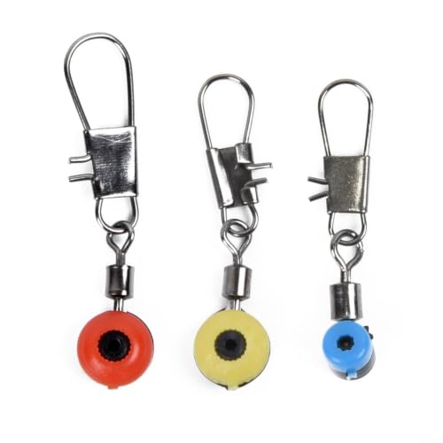 Plastic Hard Swivel with Interlock Snap, Large 2# Red Medium 4# Yellow Small 6# Blue, Copper Alloy Fishing Tackle for Freshwater Saltwater, 100 Pieces per Box