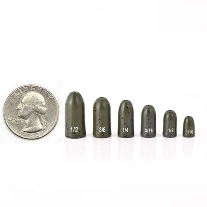 12 Pack Tungsten Bullet Fishing Weights, Insert Free Worm Sinkers, 1/8 3/16 1/4 3/8 1/2 oz - color: No Chip Black, size: 1 oz - 5pcs