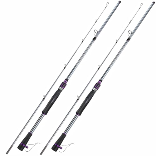 DC Baitcasting Combo, Smart Digital Brake Reel, 4-Section Carbon Rod, Tackle Bag, Line & Lures, Complete Travel Kit for Bass Freshwater - color: Only Spinning Rod-2PACKS- 5‘6“- Purple