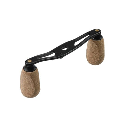 Fishing Reel Handle Fishing Replacement Parts with Wood Knob for Lakeside Seaside - color: Black+Dark Yellow