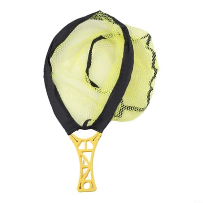 Foldable Fly Fishing Net, Rubber Mesh Landing Net for Trout, Anti Hook Catch and Release Net, Lightweight Portable Stream Hand Net with Waist Mount - color: yellow