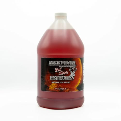 Buck Fever Red Moon Estrous – Synthetically Formulated Deer Liquid Attractant – Non-Spoiling, Sweet Synthetic Buck Attractant Scent – Moisture Reactivated Mature Rutting Buck Scent - size: 1 Gallon
