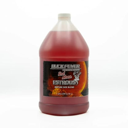 Buck Fever Red Moon Estrous – Synthetically Formulated Deer Liquid Attractant – Non-Spoiling, Sweet Synthetic Buck Attractant Scent – Moisture Reactivated Mature Rutting Buck Scent - size: 1 Gallon