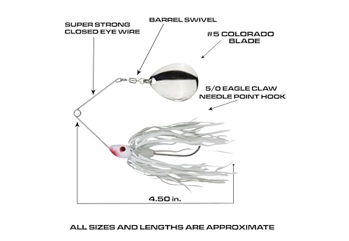 Redman Spinner Bait by Jimmy Houston, 3/8 Ounce Colorado Spinnerbait - color: White