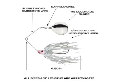 Redman Spinner Bait by Jimmy Houston, 3/8 Ounce Colorado Spinnerbait - color: White