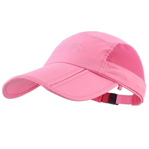 Connectyle Men's Foldable Baseball Sun Cap with Removable Face Mask Neck Flap Cover UPF 50+ Sun Protection Fishing Hiking Hat - color: Rose