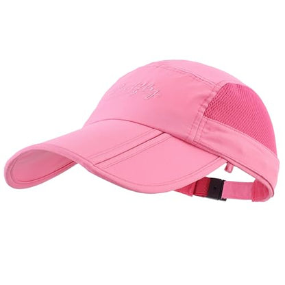 Connectyle Men's Foldable Baseball Sun Cap with Removable Face Mask Neck Flap Cover UPF 50+ Sun Protection Fishing Hiking Hat - color: Rose