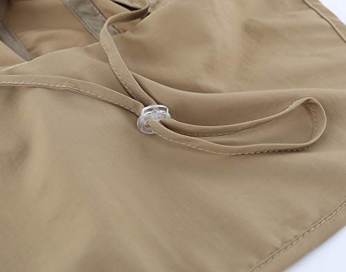 Connectyle Kids Large Brim UV Protection Sun Hat with Neck Flap Mesh Fishing Cap - color: Khaki
