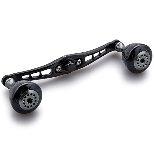 HEIGHTEN 120mm Fishing Reel Handle for Shimano Daiwa Abu Garcia Penn Kastking Lew's Baitcasting Reel Power Crank Accessory (120mm Handle 30mm Knob - Black & Silver) (0126) - color: 120mm Handle 30mm Knob - Black & Silver