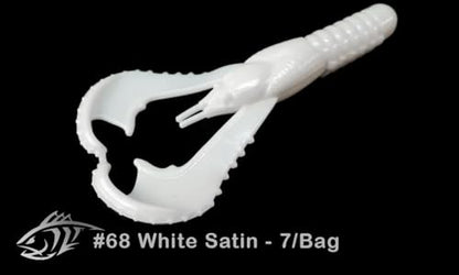 Lunker City Fishing Karate Craw 3" or 4" Soft Plastic Crawfish Bass Lure Open Claws Bait, 7 Per Bag, Made in The USA - color: #68 White Satin, size: 3"