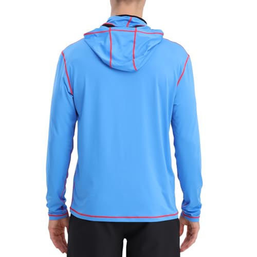Fishing Shirts for Men,Long Sleeve Rash Guard Shirts Sun Protection Hoodie Athletic Running Hiking Shirt 1/2 Packs - color: Blue/Lake Green, size: Medium