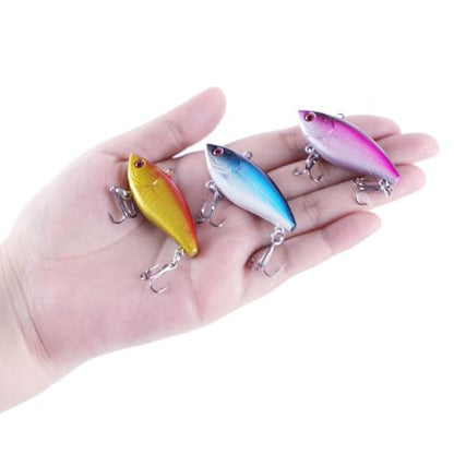 10Pcs Fishing Lures VIB Hard Baits Lipless Crankbaits Sinking Lures for Bass Trout Perch Salmon 2in/0.16oz