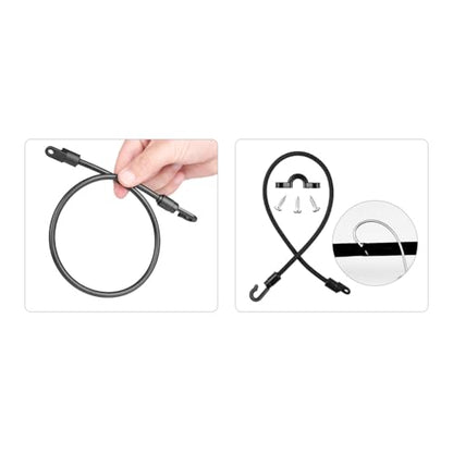 2PCS Marine Rod Tie Down Straps 18 inch Elastic Strap Retaining Buckle Set with Nylon Eye Pad Countertop Mount Connector Black