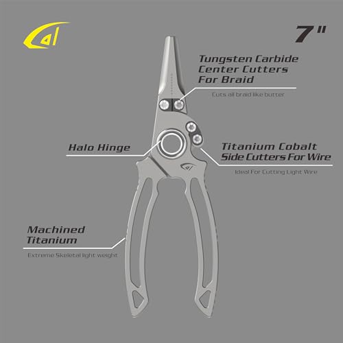 danco Titanium Dual Cutter 7" Fishing Plier, Fishing Line and Wire Cutter, Saltwater Safe, Fresh/Saltwater Fishing, Sheath and Lanyard Included - style: Dual Cutter
