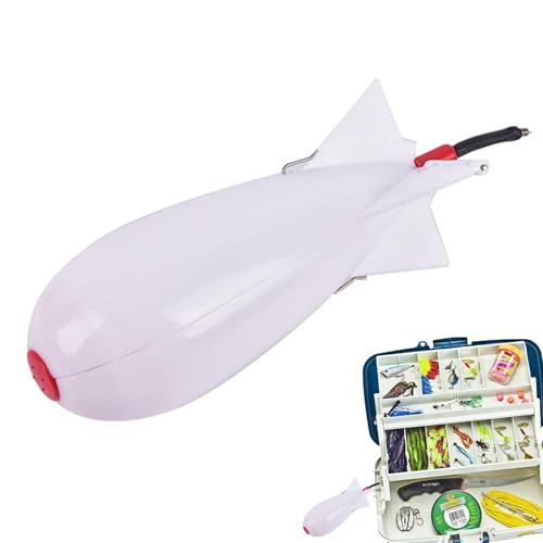 Carp Fishing Tackle, 5.5x5.5x14.5cm Rocket Shape Spod Fishing Feeders | Float Lure Bait Holder Container, Spomb Pellet Feeders for Position Outdoor Tools - color: White